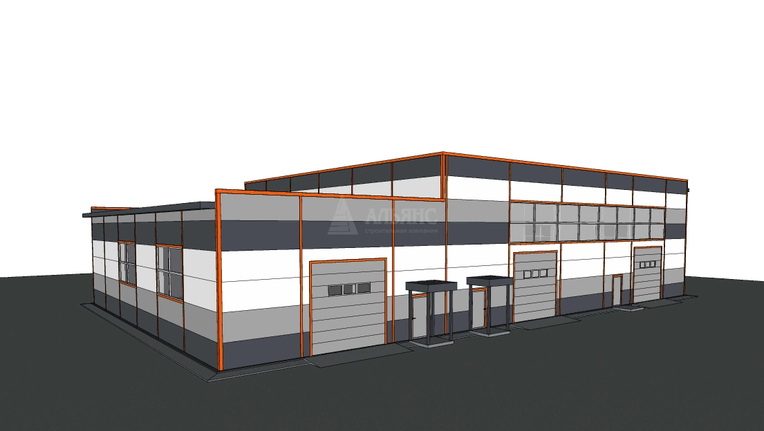 3D визуализация Проект СТО из сэндвич-панелей - фото 7