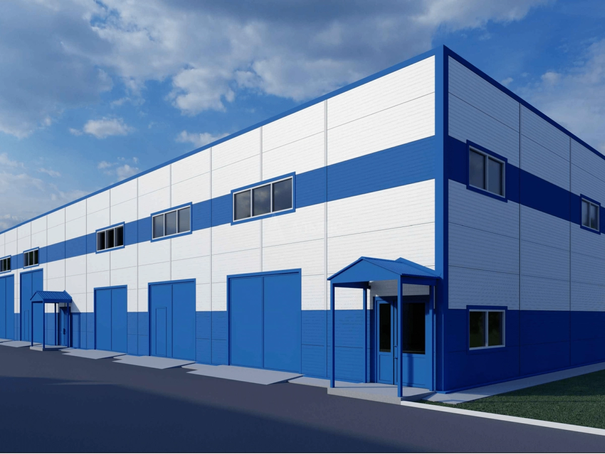 3D визуализация Склад с АБК из сэндвич-панелей - фото 2